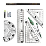 Maxbell Geometry Math Ruler Triangle Ruler Protractor Straight Ruler for Measuring Green