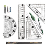 Maxbell Geometry Math Ruler Triangle Ruler Protractor Straight Ruler for Measuring Green