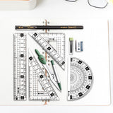 Maxbell Geometry Math Ruler Triangle Ruler Protractor Straight Ruler for Measuring Green