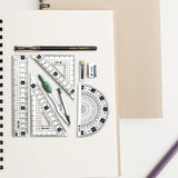 Maxbell Geometry Math Ruler Triangle Ruler Protractor Straight Ruler for Measuring Green