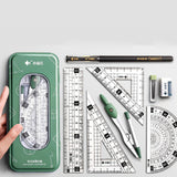 Maxbell Geometry Math Ruler Triangle Ruler Protractor Straight Ruler for Measuring Green