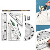 Maxbell Geometry Math Ruler Triangle Ruler Protractor Straight Ruler for Measuring Green
