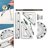 Maxbell Geometry Math Ruler Triangle Ruler Protractor Straight Ruler for Measuring Green