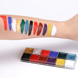 Maxbell 12 Colors Face Body Paint with 6 Brushes for Party Theatre Kids Adults