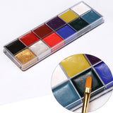 Maxbell 12 Colors Face Body Paint with 6 Brushes for Party Theatre Kids Adults