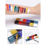 Maxbell 12 Colors Face Body Paint with 6 Brushes for Party Theatre Kids Adults