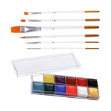Maxbell 12 Colors Face Body Paint with 6 Brushes for Party Theatre Kids Adults