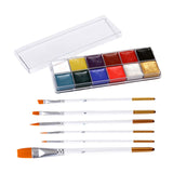 Maxbell 12 Colors Face Body Paint with 6 Brushes for Party Theatre Kids Adults
