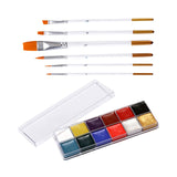 Maxbell 12 Colors Face Body Paint with 6 Brushes for Party Theatre Kids Adults