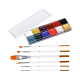 Maxbell 12 Colors Face Body Paint with 6 Brushes for Party Theatre Kids Adults