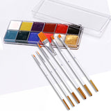 Maxbell 12 Colors Face Body Paint with 6 Brushes for Party Theatre Kids Adults