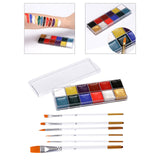 Maxbell 12 Colors Face Body Paint with 6 Brushes for Party Theatre Kids Adults