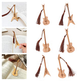 Maxbell 6x Guitar Bass Bookmarks with Tassels Wooden Bookmark for Birthday Gift