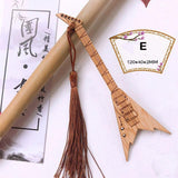 Maxbell 6x Guitar Bass Bookmarks with Tassels Wooden Bookmark for Birthday Gift
