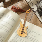 Maxbell 6x Guitar Bass Bookmarks with Tassels Wooden Bookmark for Birthday Gift