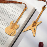 Maxbell 6x Guitar Bass Bookmarks with Tassels Wooden Bookmark for Birthday Gift