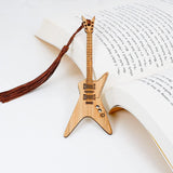 Maxbell 6x Guitar Bass Bookmarks with Tassels Wooden Bookmark for Birthday Gift