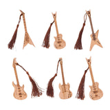 Maxbell 6x Guitar Bass Bookmarks with Tassels Wooden Bookmark for Birthday Gift