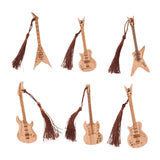 Maxbell 6x Guitar Bass Bookmarks with Tassels Wooden Bookmark for Birthday Gift