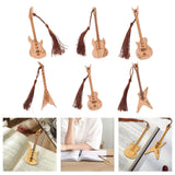 Maxbell 6x Guitar Bass Bookmarks with Tassels Wooden Bookmark for Birthday Gift