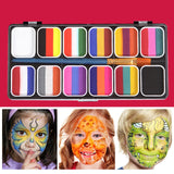 Maxbell Professional Face Body Paint Kit Palette Wtih 3 Brushes Party Kids Washable