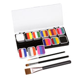 Maxbell Professional Face Body Paint Kit Palette Wtih 3 Brushes Party Kids Washable