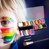 Maxbell Professional Face Body Paint Kit Palette Wtih 3 Brushes Party Kids Washable