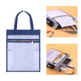 Maxbell Mesh Handbag Lightweight Clear Collapsible Stationery with Side Pockets Blue