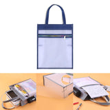 Maxbell Mesh Handbag Lightweight Clear Collapsible Stationery with Side Pockets Blue