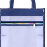 Maxbell Mesh Handbag Lightweight Clear Collapsible Stationery with Side Pockets Blue