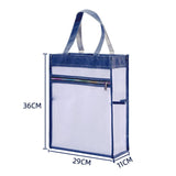 Maxbell Mesh Handbag Lightweight Clear Collapsible Stationery with Side Pockets Blue