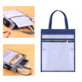 Maxbell Mesh Handbag Lightweight Clear Collapsible Stationery with Side Pockets Blue