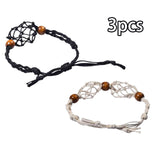 Maxbell 3x Empty Stone Holders Bracelets Cage Without Stone Adjustable Stretch Black