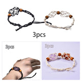 Maxbell 3x Empty Stone Holders Bracelets Cage Without Stone Adjustable Stretch Black