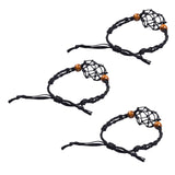 Maxbell 3x Empty Stone Holders Bracelets Cage Without Stone Adjustable Stretch Black