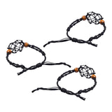 Maxbell 3x Empty Stone Holders Bracelets Cage Without Stone Adjustable Stretch Black