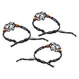 Maxbell 3x Empty Stone Holders Bracelets Cage Without Stone Adjustable Stretch Black