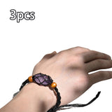 Maxbell 3x Empty Stone Holders Bracelets Cage Without Stone Adjustable Stretch Black