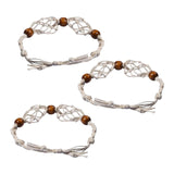 Maxbell 3x Empty Stone Holders Bracelets Cage Without Stone Adjustable Stretch White