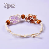 Maxbell 3x Empty Stone Holders Bracelets Cage Without Stone Adjustable Stretch White