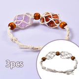 Maxbell 3x Empty Stone Holders Bracelets Cage Without Stone Adjustable Stretch White