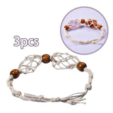 Maxbell 3x Empty Stone Holders Bracelets Cage Without Stone Adjustable Stretch White