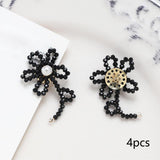 Maxbell Set of 4 Embroidery Patches Flower Shaped Appliques for Hairpins Clothing Black