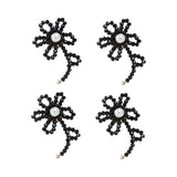 Maxbell Set of 4 Embroidery Patches Flower Shaped Appliques for Hairpins Clothing Black