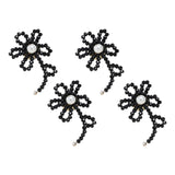 Maxbell Set of 4 Embroidery Patches Flower Shaped Appliques for Hairpins Clothing Black