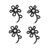 Maxbell Set of 4 Embroidery Patches Flower Shaped Appliques for Hairpins Clothing Black