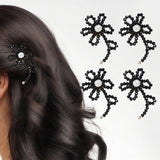 Maxbell Set of 4 Embroidery Patches Flower Shaped Appliques for Hairpins Clothing Black
