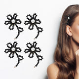 Maxbell Set of 4 Embroidery Patches Flower Shaped Appliques for Hairpins Clothing Black
