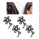 Maxbell Set of 4 Embroidery Patches Flower Shaped Appliques for Hairpins Clothing Black