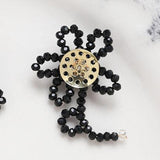 Maxbell Set of 4 Embroidery Patches Flower Shaped Appliques for Hairpins Clothing Black